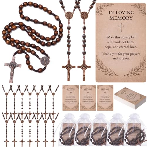 100 Sets Funeral Favor with Rosary Beads & Memorial Cards - Sympathy Gift