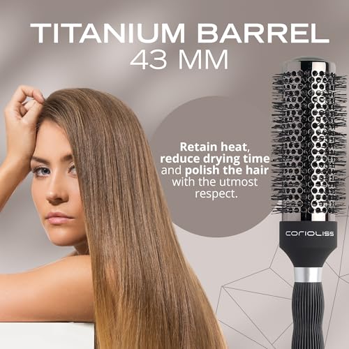 Professional Titanium Round Barrel Hair Brush - 43mm Ionic Styling Tool - Variation 43