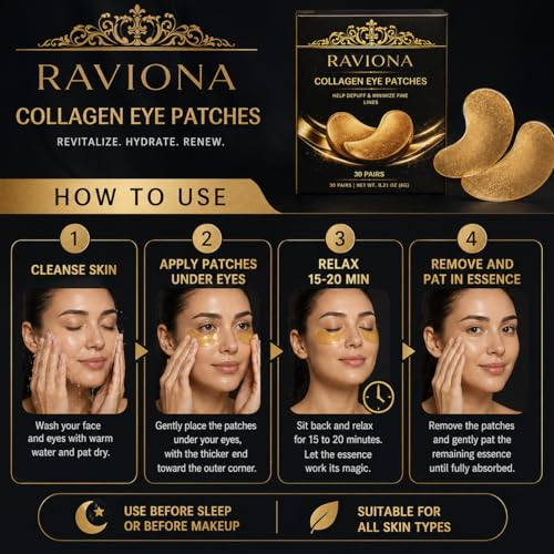 Hydrating Collagen Under Eye Patches - 30 Pairs for Puffiness & Dryness Relief