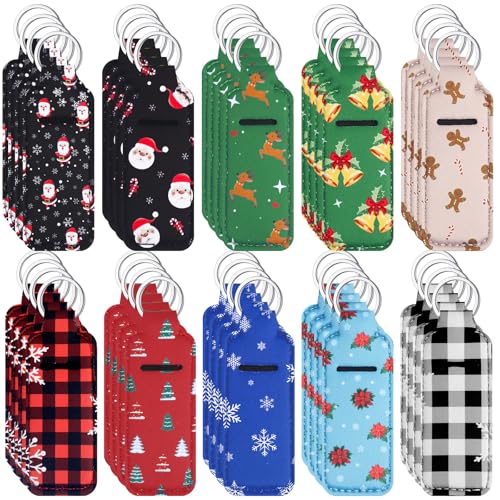 Santa Claus Lip Balm Holder Keychain - 40 Pcs Christmas Lipstick Case Gift