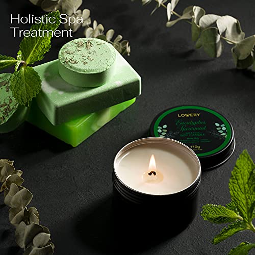 Eucalyptus Spearmint Bath Set, Home Spa Set with Natural Mint Fragrance, 17 Pcs Gift Basket, Eucalyptus Bath Oil, Shower Gel, Bubble Bath, Bath Crystal, Steamer Tablet & More, Best Birthday Gift