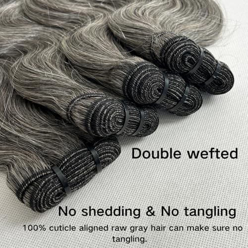 Grey Salt & Pepper Human Hair Bundles 10 Inch Straight Wavy Brazilian Extensions