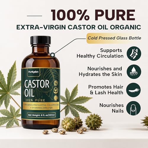 Organic Castor Oil Pack Wrap Kit with Glass Bottle - 8 Fl Oz
