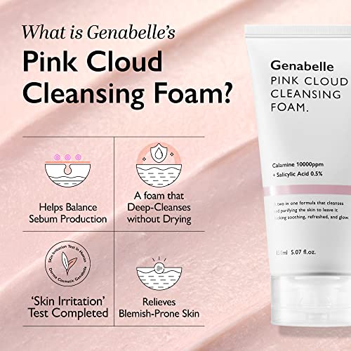 Gentle Hydrating Face Cleanser with Salicylic Acid & Calamine - Deep Cleansing Foam for Oily & Sensitive Skin - 5.07 fl oz