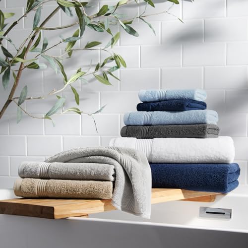 Misty Blue Bath Washcloths 12 Pack - Super Soft 100% Cotton, Quick Dry & Absorbent