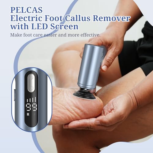 Pelcas Electric Foot Callus Remover with LED Screen, 0-99 Speed, Cordless Foot File for Hard Skin Removal