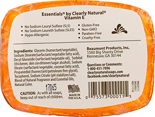 Glycerine Bar Soap with Vitamin E - Moisturizing Natural Skin Care, 4 oz, 12 Pack