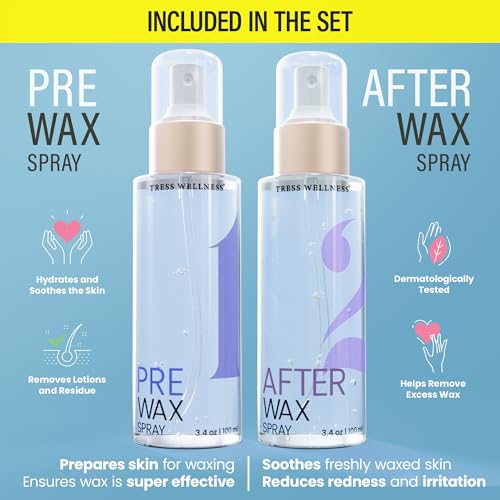 Brazilian Hard Wax for Coarse Hair - Bikini & Underarm Waxing Kit with Pre & Post Spray