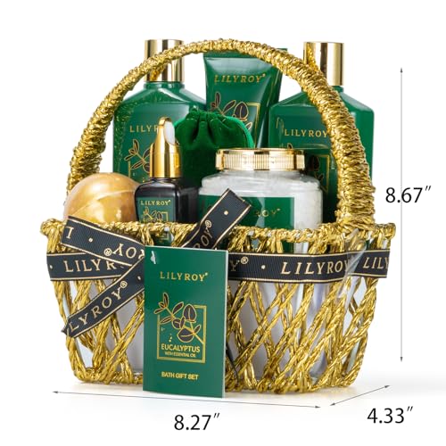 Eucalyptus Spa Bath Gifts Set - 9-Piece Luxury Bath & Body Basket for Women & Men