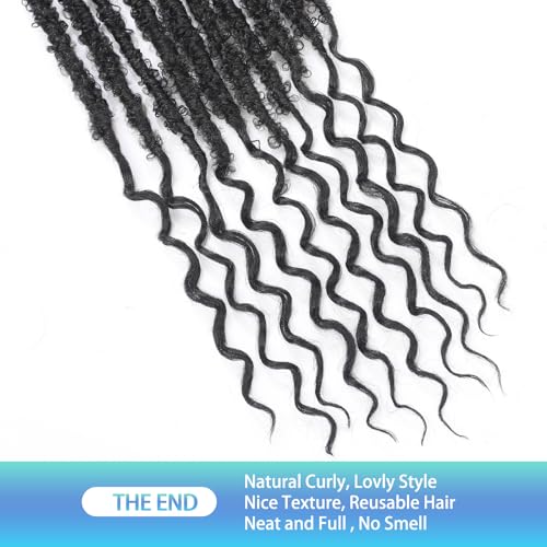BONNYWAY 30 Inch Butterfly Curly Crochet Hair 6 Packs Natural Black