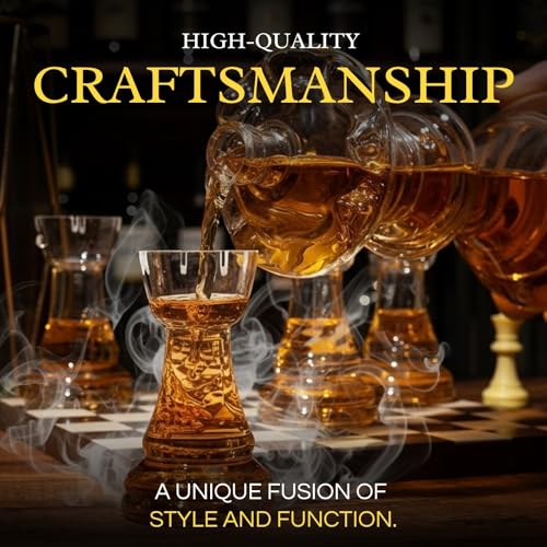 Chess Decanter Set with Queen Whiskey & Wine Decanter & 4 Rook Shot Glasses