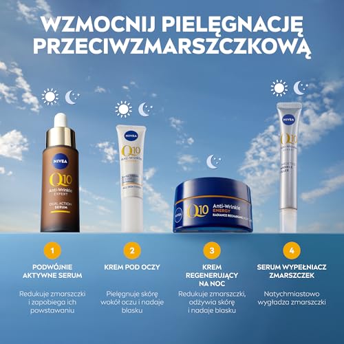 NIVEA Q10 Energy Night Cream for Face - Hydrating Anti-Wrinkle Moisturizer, 50ml