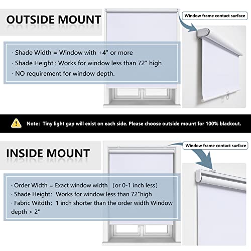AOSKY Blackout Cordless Roller Shade for Indoor Windows 70x72 White - Energy Efficient & Safe