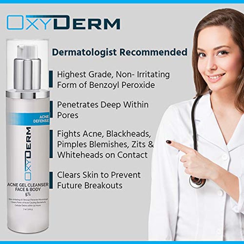 Acne Face wash Treatment with Benzoyl Peroxide 5% - Clinically Proven Wash to Fight Acne Blemishes on Contact. Eliminates Cystic Breakouts, Oily Skin, Clogged Pores, Blackhead, Whitehead, & Pimples.