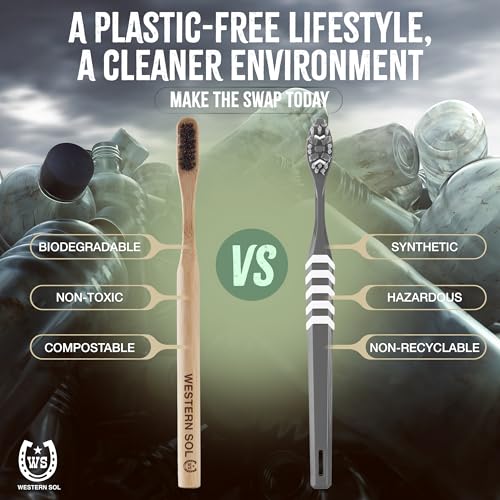 Eco-Friendly Horsehair & Bamboo Toothbrush 4-Pack - Biodegradable & Plastic-Free