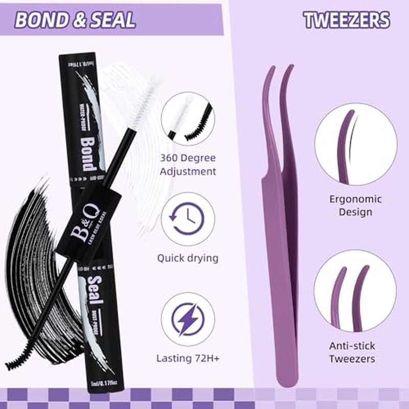 B&Q Manga Lash Clusters Kit 8-18mm California Sunset Lash Clusters 0.2mm Ultra-Thin Band Eyelash Extension Kit Spike Eyelash Clusters Waterproof DIY Lash for Beginners at Home(KIT-Anime 01)