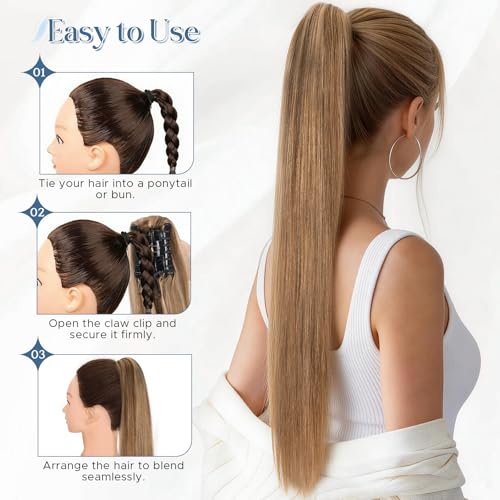 14 Inch Natural Black Remy Human Hair Ponytail Extension with Claw Clip for Women