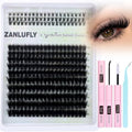 Lash Extension Kit Volume Lash Clusters Kit Wispy Cluster Eyelash Extensions Kit 10-16mm Eyelash Clusters with Bottom Lashes DIY Individual Lashes with Lash Glue and Tweezers by zanlufly