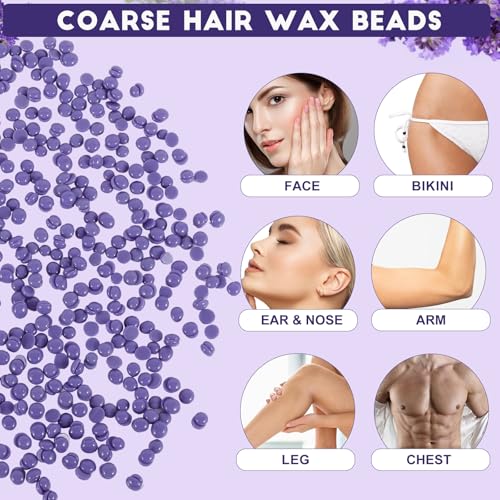 Hard Wax Beads for Sensitive Skin - 1.5 lb Brazilian Waxing Kit with Wooden Sticks