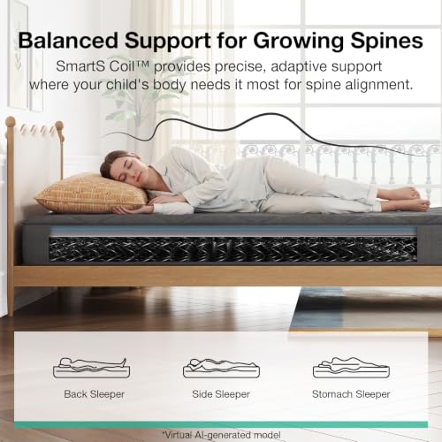 Twin Hybrid Mattress - 8 Inch Grey Pocket Coil Gel Foam Support