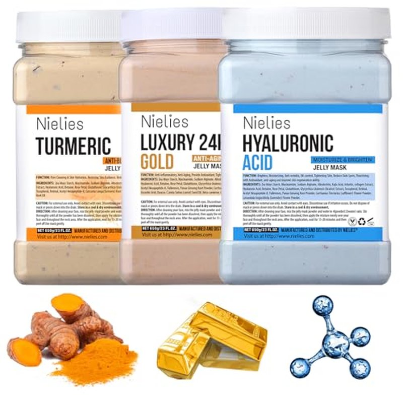 Jelly Face Mask For Facials | Bundle of 24K Gold & Turemic + Hyaluronic Acid Hydrating And Nourishing HydroJelly Masks | Vajacial
