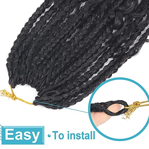 8 Inch Goddess Box Braids Crochet Hair with Curly Ends - Pack of 8, 1B