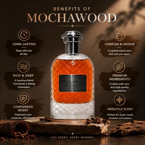 Amber Wood Perfume 100ml - Unisex Fragrance with Coffee, Saffron & Oud - Variation of Amber Wood / 3.4 Fl Oz
