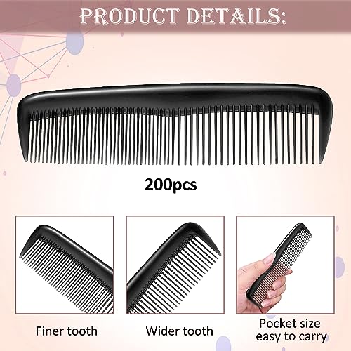 Bulk Hair Combs Set - 200 Individually Wrapped Pocket & Travel Comb