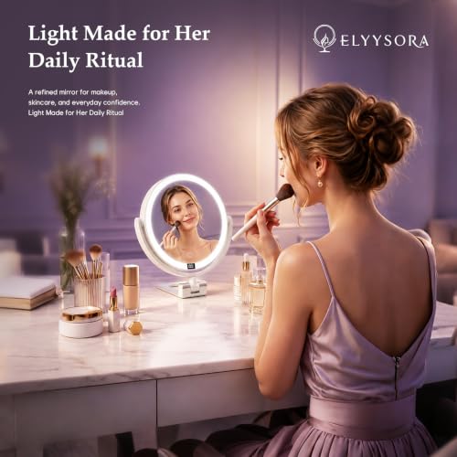 ELYYSORA 1X/30X Lighted Makeup Mirror with Lights - White