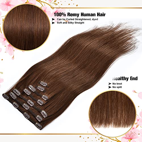 Senmy Remy Clip-In Human Hair Extensions 18 Inch #4 Medium Brown