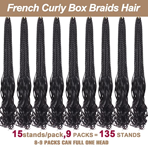 Pre-Looped Black French Curl Crochet Braids - 24 Inch, 9 Packs, Variation 1B#