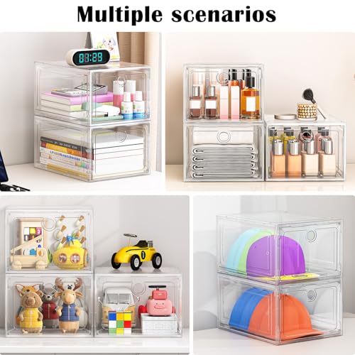 White 12-Pack Shoe Storage Boxes Clear Magnetic Stackable - Fits Most Shoes
