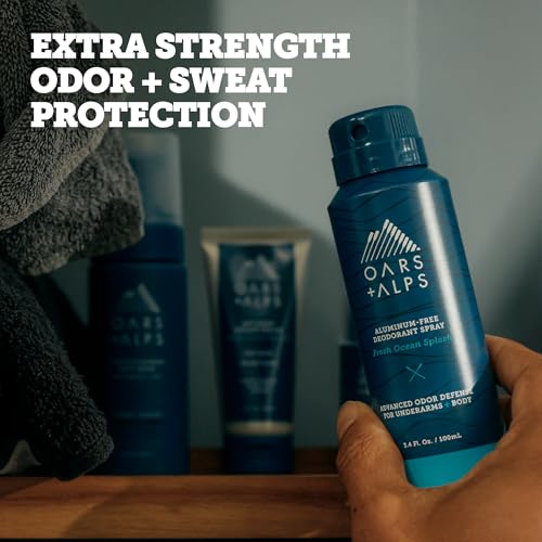 Oars + Alps Aluminum-Free Whole Body Deodorant Spray - Fresh Ocean Splash, 3.4oz 3 Pack