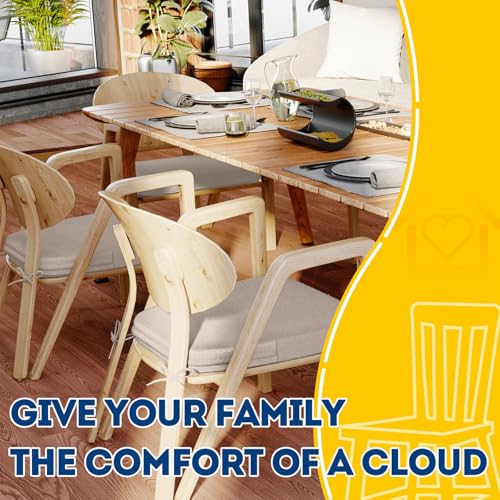 Oatmeal Beige Chair Cushions for Dining Chairs 17 x 16 x 2 in Set of 6