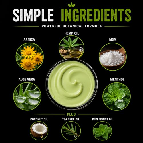 Super Natural Goods Hemp Cream Maximum Strength Arnica MSM Menthol Aloe for Localized Use 8 Fl Oz