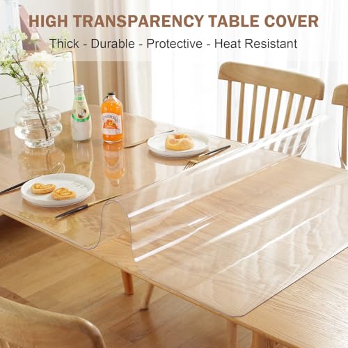 LovePads Clear 2mm Thick Plastic Table Cover Protector 46 x 84 Inch - Rectangular