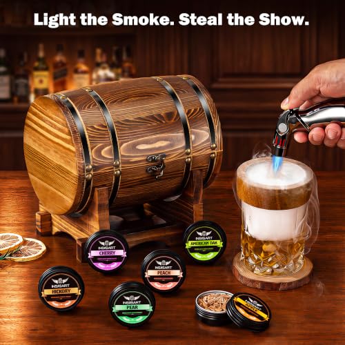INSISART Charred Whiskey Smoker Kit with Barrel - Old Fashioned Cocktail Infuser