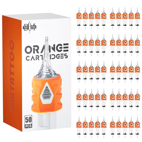 50Pcs Assorted Tattoo Cartridge Needles Set - Mixed Size #12 Round Shader & Liner - Disposable Ink Cartridges