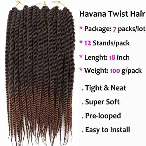 7 Pack 18 Inch Senegalese Twist Crochet Hair Extensions for Black Women - T30 Variation