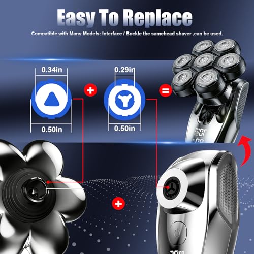 Velurie 7D Floating Shaver Replacement Heads for SHPAVVER/Wyklaus/Cyruzi - Black03 3Pack