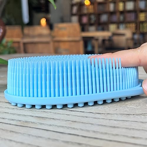 Premium Sensory Brushes for Kids or Autism,Soft Silicone Body Scrubber,2 in 1 Sensory Room Occupational Therapy,Silicone Loofah,Pets Shower Brush Bath Brush Shampoo Brush (3pcs(hangable-Oval))