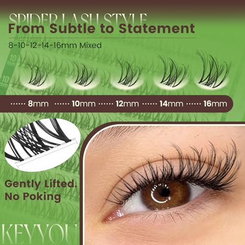 KEYYOU Nova Lash Clusters Kit - Natural D Curl 8-16mm Mixed Tray - Variation of THIS listing