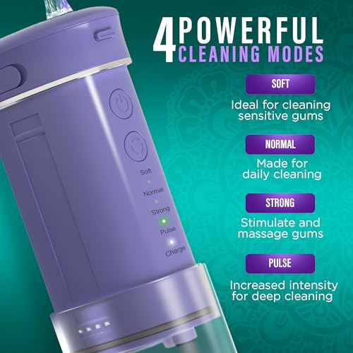 Lavender Portable Water Flosser for Sensitive Gums - Cordless & Travel-Friendly
