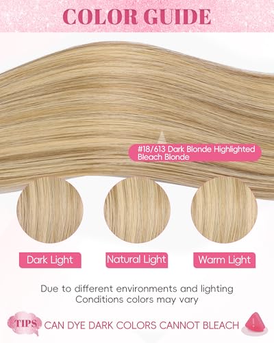 I Tip Human Hair Extensions 16 Inch Silky Straight 30g Dark Blonde Highlighted