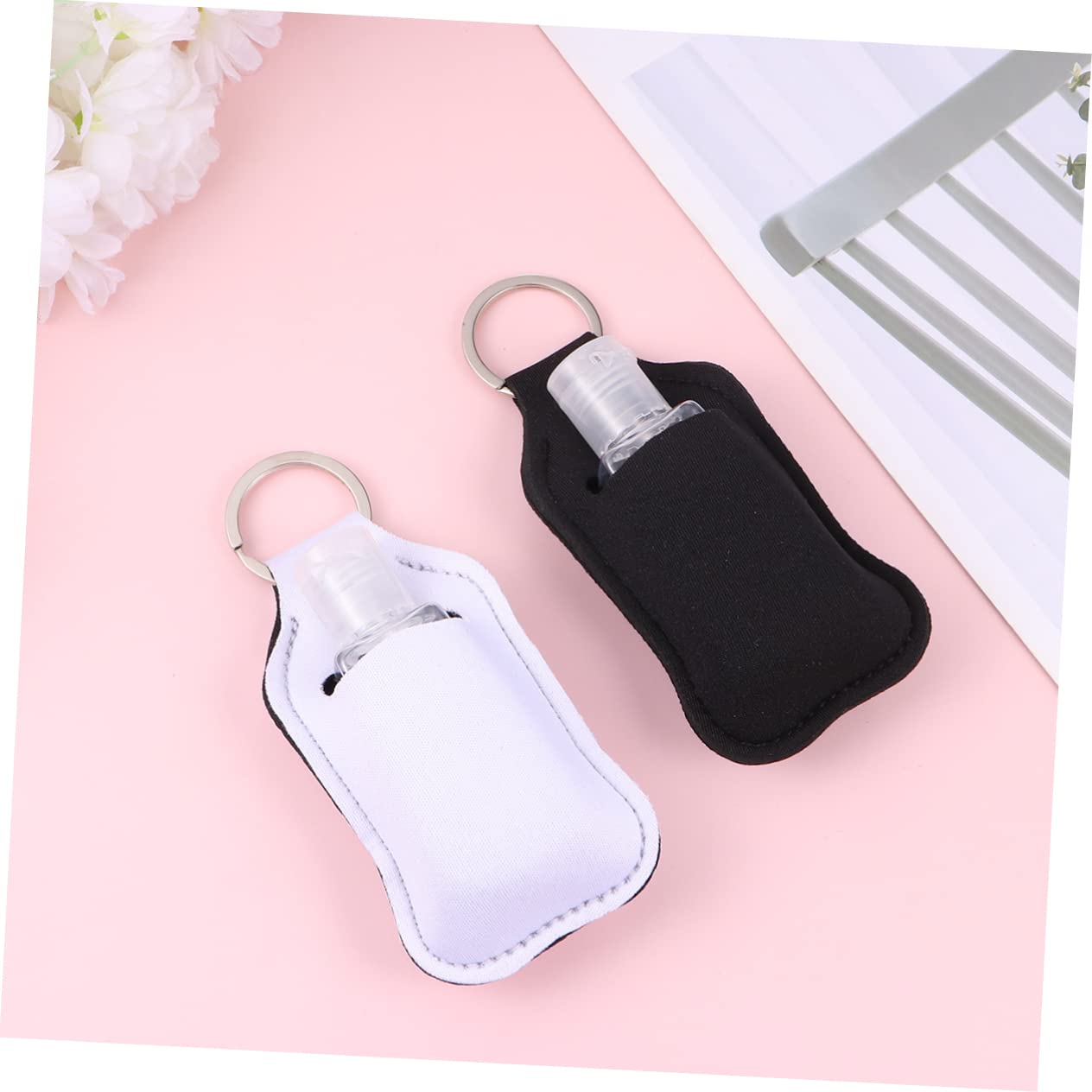 Ipetboom 4 Set Refillable Bottles with Keychain Holders Portable Empty Hand Containers for Soap Lotion and Liquids Bottles Neoprene Covers