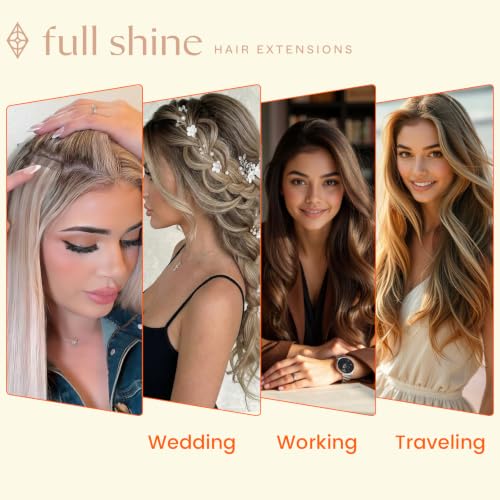 Full Shine Tape-in Hair Extensions 16 Inch Medium Brown Honey Blonde Variation 4/24/4