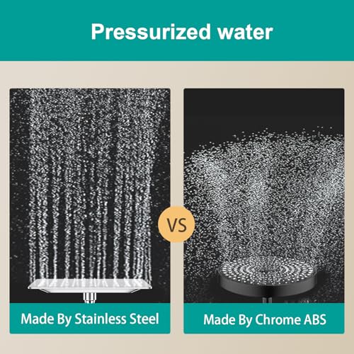 10 Inch Chrome Rain Shower Head - All Metal High Flow Square Design