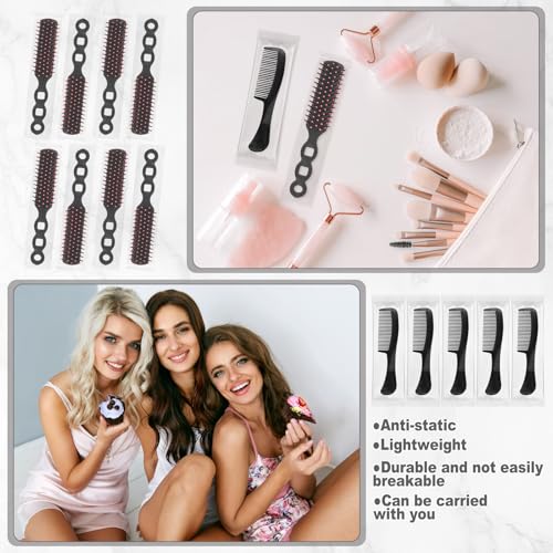 Disposable Black Hair Combs Pack of 100 - Individually Wrapped, Travel-Size Styling Tools with Brushes & Combs