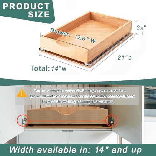 14”W x 21”D Fully Assembled Wooden Pull Out Kitchen Cabinet Drawer Organizer