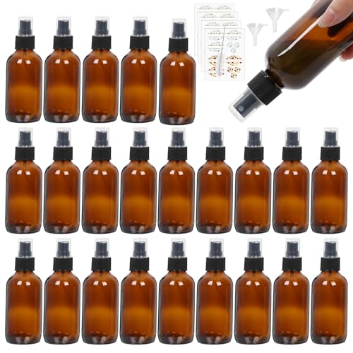 Starside 24-Pack 4oz Amber Glass Spray Bottles with Fine Mist Sprayer - Variation L